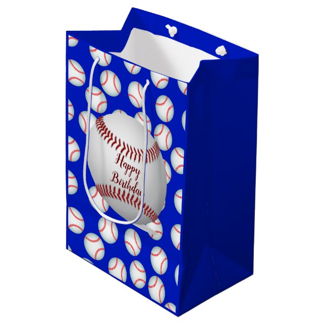 Sacola Para Presentes Média Happy Birthday Baseball (Frente inclinada)