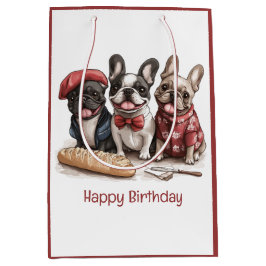 Sacola Para Presentes Média Happy Birthday Bonjour French Bulldogs