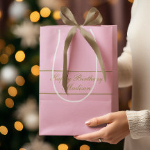 Happy Birthday Script Name Powder Pink Gold