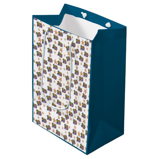 Sacola Para Presentes Média Happy Birthday wrapping paper (Frente inclinada)