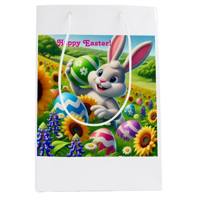 Sacola Para Presentes Média Happy “Easter Bunny” Gift Bag (Frente)