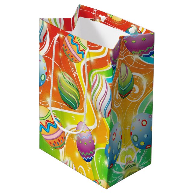 Sacola Para Presentes Média Happy Easter Eggs Festive Pattern (Frente inclinada)