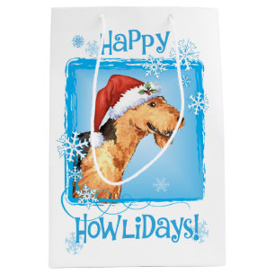 Sacola Para Presentes Média Happy Howlidays Airedale