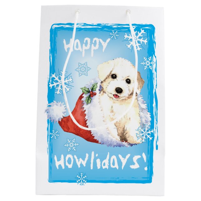 Sacola Para Presentes Média Happy Howlidays Bichon (Verso)