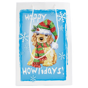 Sacola Para Presentes Média Happy Howlidays Cocker Spaniel