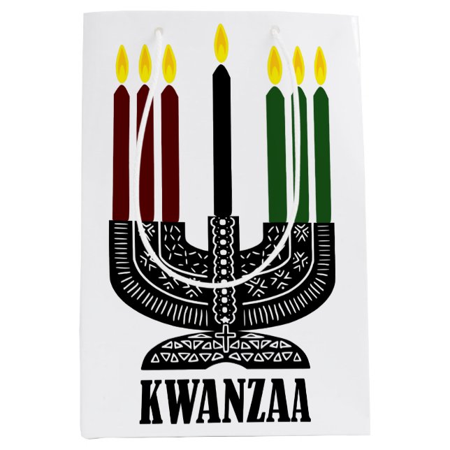 Sacola Para Presentes Média Happy Kwanzaa (Frente)