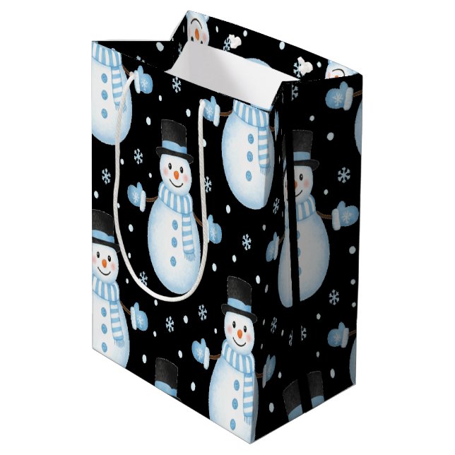 Sacola Para Presentes Média Happy Snowman Vibes Frosty Christmas Designs (Verso inclinado)