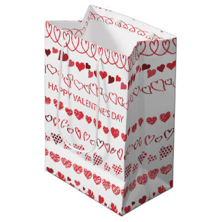 Sacola Para Presentes Média Happy Valentine’s Day Hearts Romantic Holiday