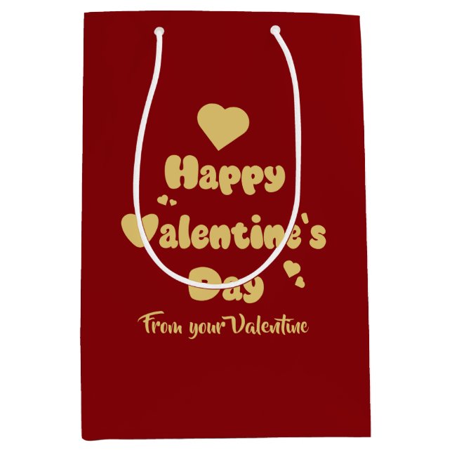Sacola Para Presentes Média Happy Valentine's Day Hearts Cute Gift Bag (Frente)