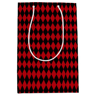Sacola Para Presentes Média Harlequin Red and Black Vintage