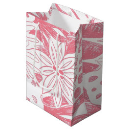 Sacola Para Presentes Média HATHOR Coral Floral Gift Bag