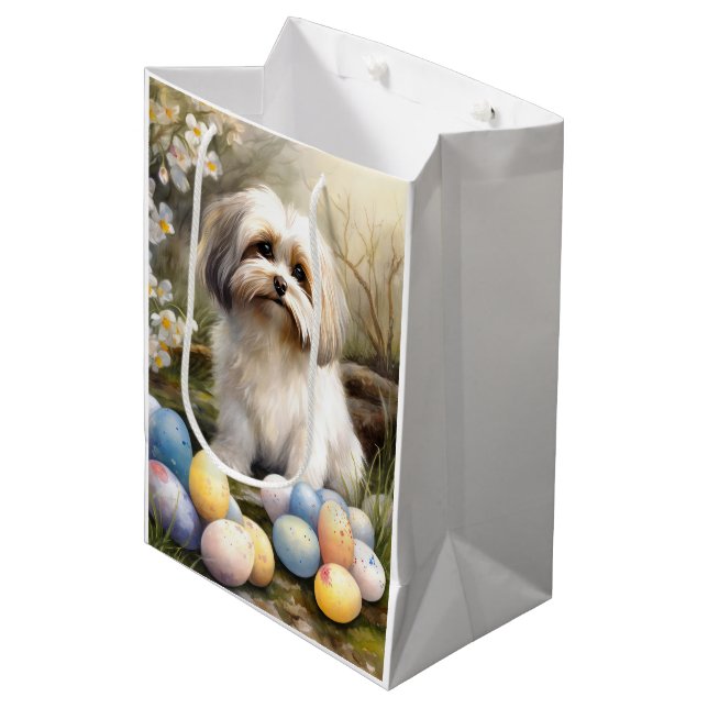 Sacola Para Presentes Média Havanese com Ovos de Páscoa (Frente inclinada)