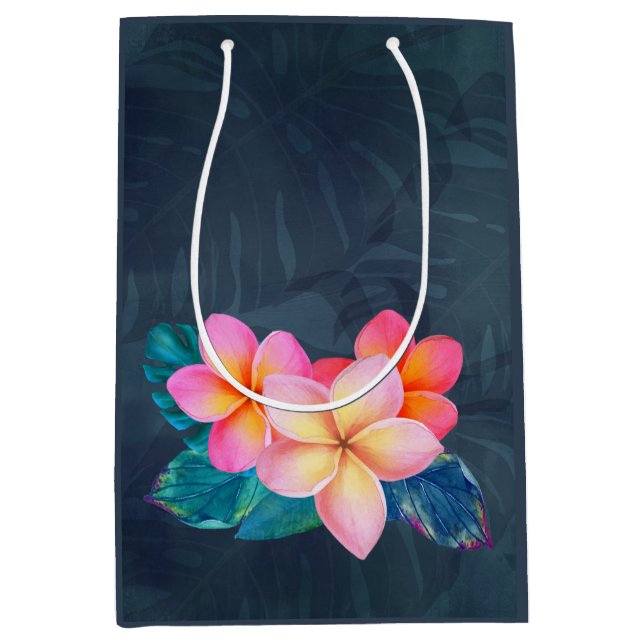 Sacola Para Presentes Média Hawaiai Sunrise Plumeria Tall Gift Bag (Frente)