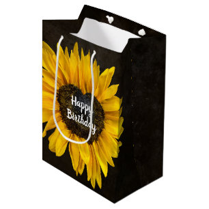 Sacola Para Presentes Média Heart Sunflower para Aniversário