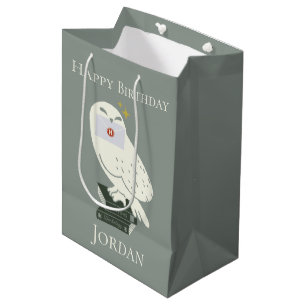 Sacola Para Presentes Média Hedwig Com Desenho Caprichoso de Carta