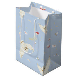 Sacola Para Presentes Média Hedwig Owl Post Letters and Books Pattern