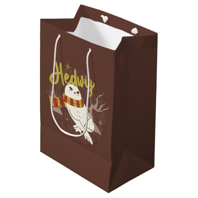 Sacola Para Presentes Média Hedwig Whimsical Forest Drawing (Frente inclinada)