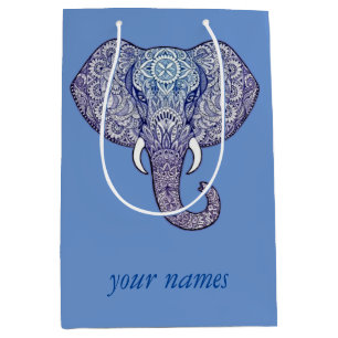 Sacola Para Presentes Média Henna Elephant Art