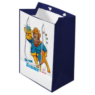 Sacola Para Presentes Média Herói Especial Foto Voadora Incrível Aniversári