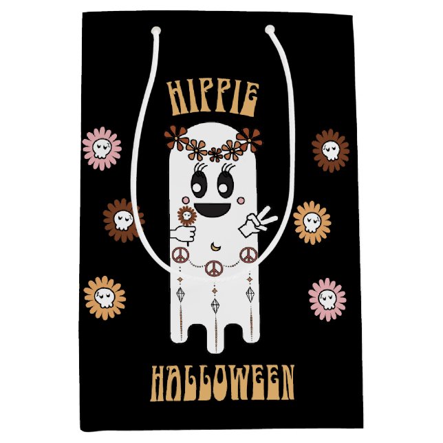 Sacola Para Presentes Média Hippie Halloween Gift Bag (Frente)