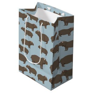 Sacola Para Presentes Média Hippopotamus Hippo Pattern