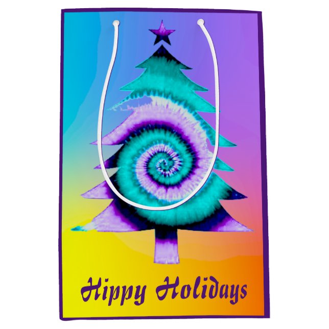 Sacola Para Presentes Média Hippy Holiday Gift Bag (Frente)
