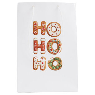 Sacola Para Presentes Média Ho Ho Ho Gingerbird Cookie Natal