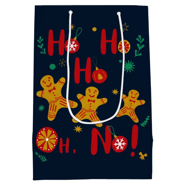 Sacola Para Presentes Média Ho Ho Ho Oh Não! Gingerpão bonito (Verso)