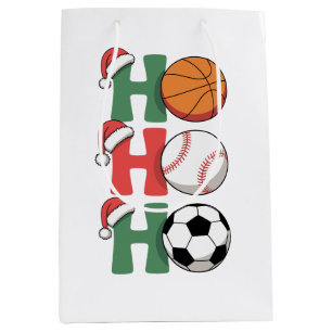 Sacola Para Presentes Média Ho Santa Natal Basquetebol Beisebol Futebol Natal