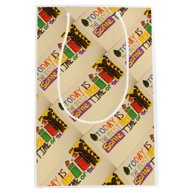 Sacola Para Presentes Média Hoje é a época mais incrível do ano. (Frente)