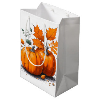 Sacola Para Presentes Média Holiday Blessings Pumpkins Gift Bags