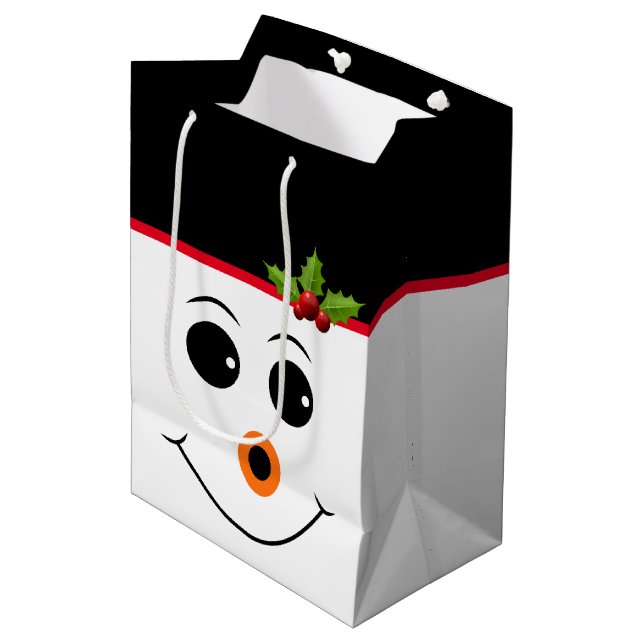 Sacola Para Presentes Média Holiday Gift Bag Snowman (Frente inclinada)