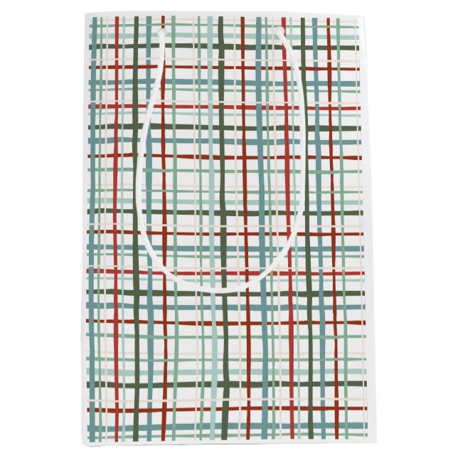 Sacola Para Presentes Média Holiday Gingham - Pacífica (Frente)