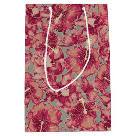 Sacola Para Presentes Média Holiday Hibiscus, Natal do Estilo Havaiano