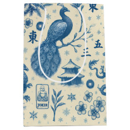 Sacola Para Presentes Média Holiday Mahjong Toile Charm Gift Bag
