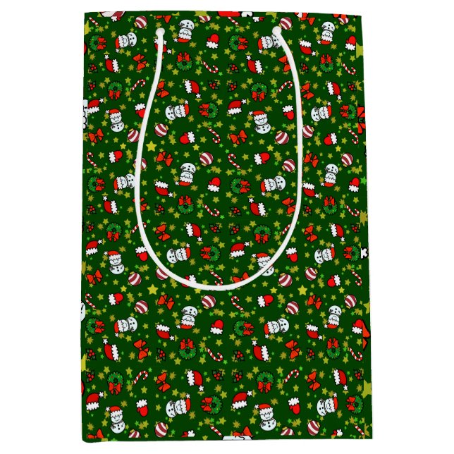 Sacola Para Presentes Média Holiday Snowman (Frente)