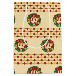 Sacola Para Presentes Média Holiday Wreath Knit