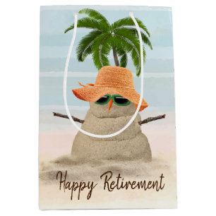 Sacola Para Presentes Média Homem De Areia Tropical Para Aposentar