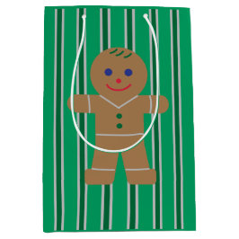 Sacola Para Presentes Média Homem de Biscoito de Natal Divertido e Chique