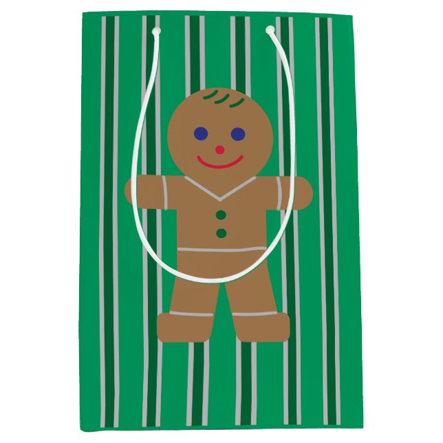 Sacola Para Presentes Média Homem de Gingerpão de Natal divertido e Rico (Frente)