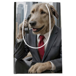 Sacola Para Presentes Média Homem de Negócios Irish Wolfhound Falando ao Telef