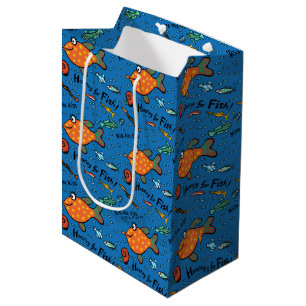 Sacola Para Presentes Média Hooray para o teste padrão dos peixes