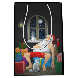 Sacola Para Presentes Média Hora do Café Santa Claus