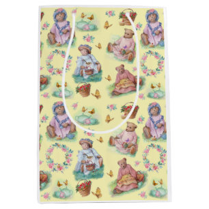 Sacola Para Presentes Média Horário do Urso de Teddy Amarelo