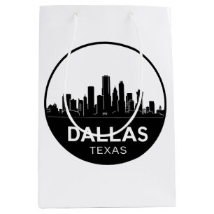 Sacola Para Presentes Média Horizonte de Dallas Texas Preto e Branco