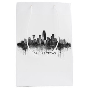 Sacola Para Presentes Média Horizonte de Dallas Texas Preto e Branco