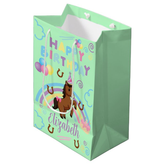 Sacola Para Presentes Média Horse Gift Bag in Green (Frente inclinada)