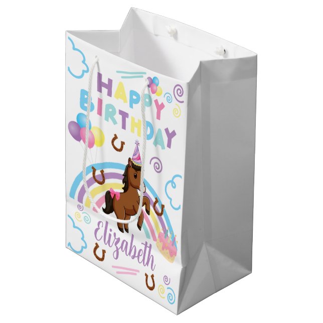 Sacola Para Presentes Média Horse Gift Bag in White (Frente inclinada)