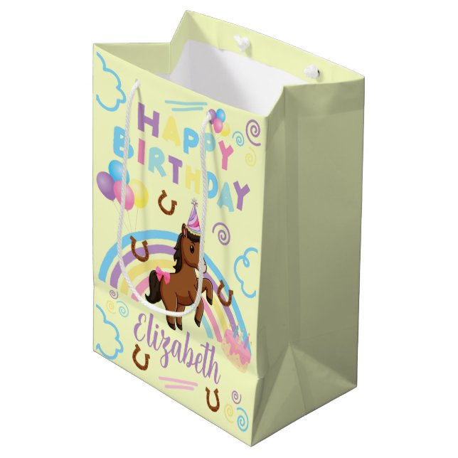 Sacola Para Presentes Média Horse Gift Bag in Yellow (Frente inclinada)