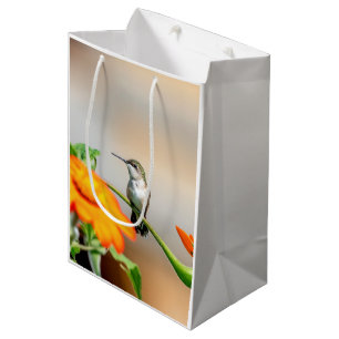 Sacola Para Presentes Média Hummingbird numa floração